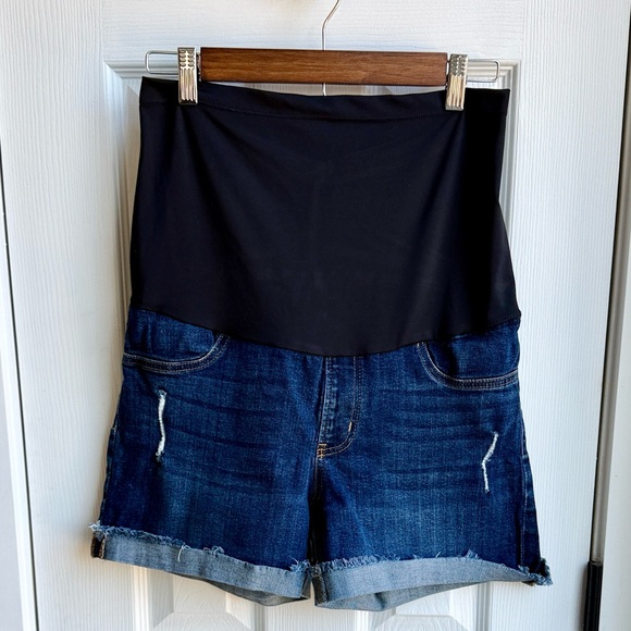 Just Black Pants - Just Black Denim Maternity Jean Shorts, Size 28
